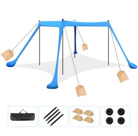1Pc 5-8 Person Beach Tent Sun Shelter Canopy 10x10x6.6ft With Sandbag Foldable Poles Carry Bag UPF50 For Camping Trip Fishing Picnic Fedex Shippi (Color: Blue)
