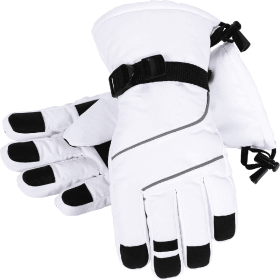 Only Supports Self Pickup  Men's Ski Gloves Waterproof Insulated Snow Gloves With Touch Screen (Option: White Medium)